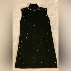 🌸 Zara Black Sleeveless Dress with faux Pearl Accents
